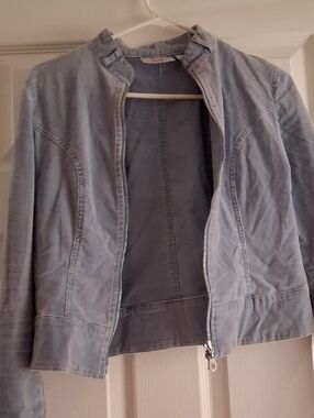 Jennifer Lopez Light Blue Denim Zip-Front Jacket